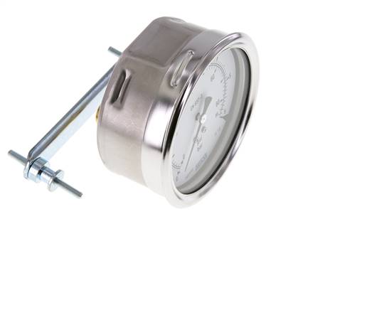 0...6 Bar (0..87 psi) Paneelmontage Manometer Staal/Brons 100 mm Klasse 1.0 (Beugel)