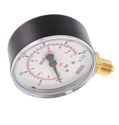 0..0.6 Bar Manometer Onderaansluiting Kunststof/Messing 63 mm Klasse 2.5