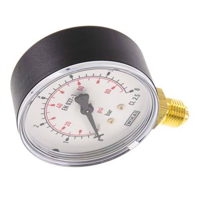 0..6 Bar Manometer Onderaansluiting Kunststof/Messing 63 mm Klasse 2.5