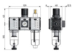 FRL 3-Delig G1/4'' 800l/min 0.2-4.0bar/3-58psi Auto (Gesloten Zonder Druk) Polycarbonaat Futura 0