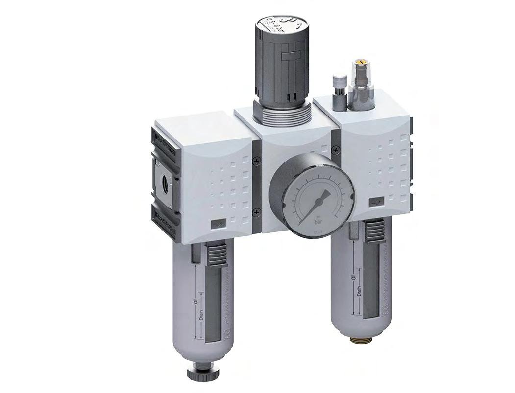 FRL 3-Delig G3/8'' 1750l/min 0.1-2.0bar/1-29psi Auto Polycarbonaat Futura 1
