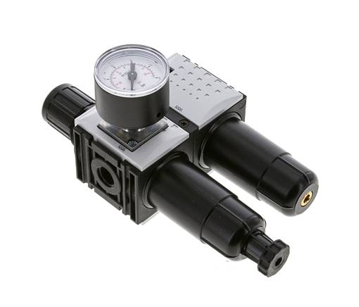 FRL 2-Delig G1/4'' 800l/min 0.2-4.0bar/3-58psi Semi-Auto 40 mm Manometer Metaal Futura 0