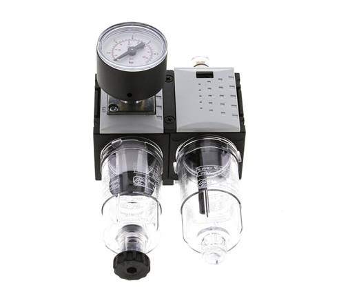 FRL 2-Delig G1/4'' 800l/min 0.2-4.0bar/3-58psi Semi-Auto 40 mm Manometer Polycarbonaat Futura 0