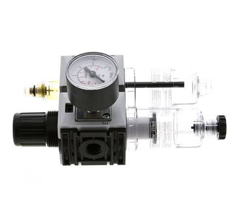 FRL 2-Delig G1/4'' 800l/min 0.2-4.0bar/3-58psi Semi-Auto 40 mm Manometer Polycarbonaat Futura 0