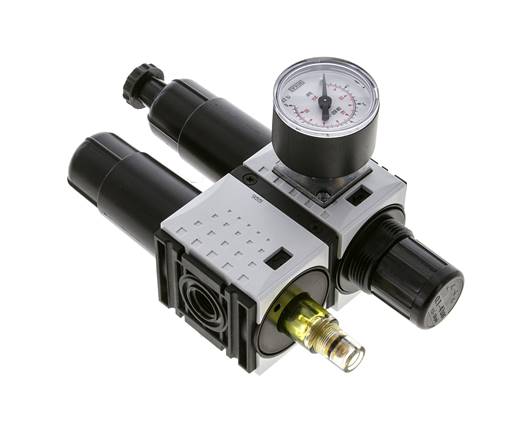 FRL 2-Delig G1/4'' 800l/min 0.2-4.0bar/3-58psi Semi-Auto 40 mm Manometer Metaal Futura 0