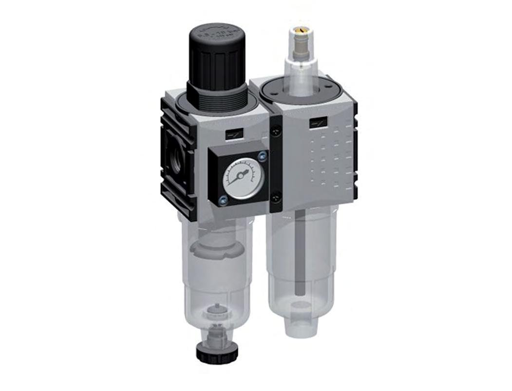 FRL 2-Delig G1/4'' 800l/min 0.2-4.0bar/3-58psi Semi-Auto 40 mm Manometer Metaal Futura 0