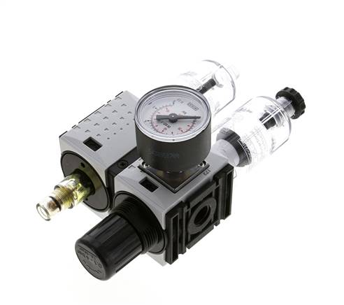 FRL 2-Delig G1/4'' 800l/min 0.2-4.0bar/3-58psi Semi-Auto 40 mm Manometer Polycarbonaat Futura 0
