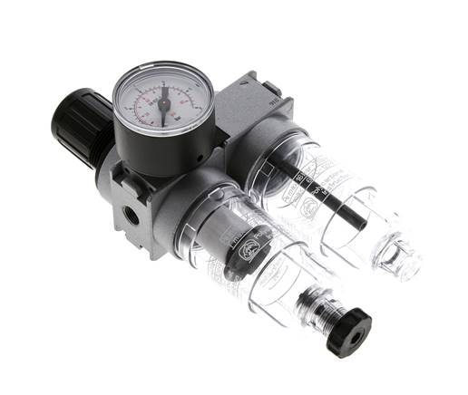 FRL 2-Delig G1/8'' 700l/min 0.1-3.0bar/1-44psi Semi-Auto 40 mm Manometer Polycarbonaat Multifix 0