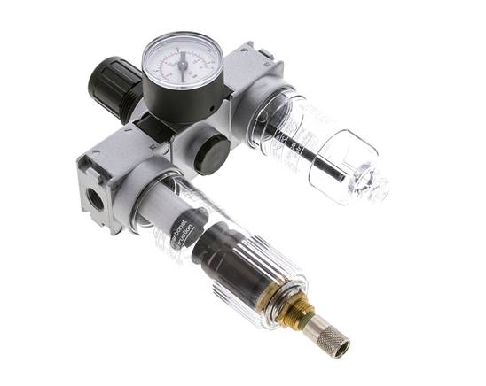 FRL 3-Delig G1/4'' 750l/min 0.5-10.0bar/7-145psi Auto (Gesloten Zonder Druk) 40 mm Manometer Polycarbonaat Multifix 0