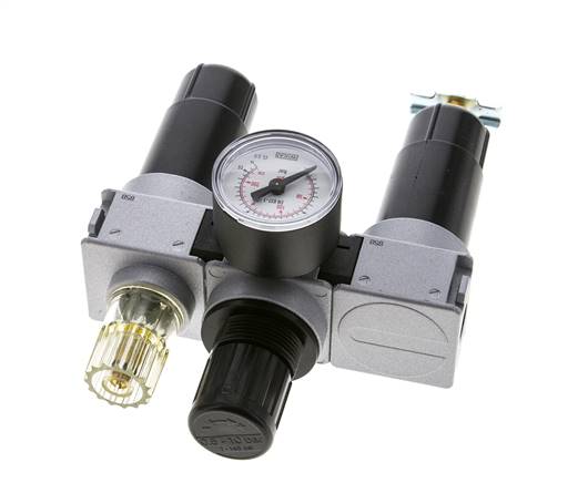 FRL 3-Delig G1/4'' 750l/min 0.5-10.0bar/7-145psi Semi-Auto 40 mm Manometer Metaal Multifix 0