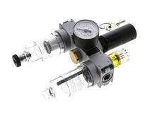 FRL 3-Delig G1/4'' 750l/min 0.5-10.0bar/7-145psi Semi-Auto 40 mm Manometer Cilinderslot Polycarbonaat Multifix 0