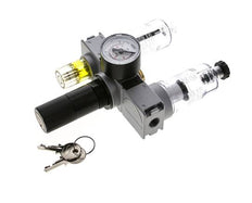 FRL 3-Delig G1/4'' 750l/min 0.5-10.0bar/7-145psi Semi-Auto 40 mm Manometer Cilinderslot Polycarbonaat Multifix 0