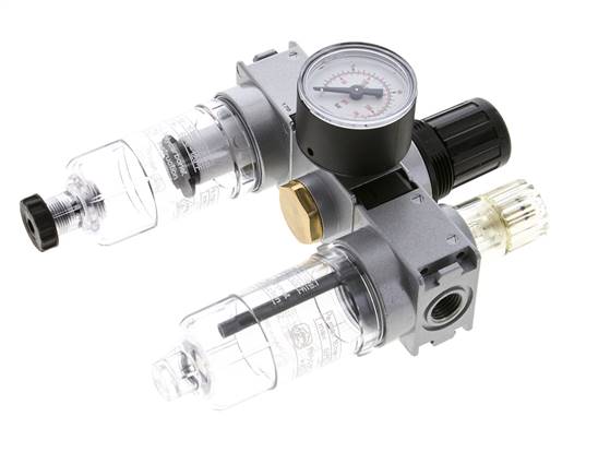 FRL 3-Delig G1/4'' 750l/min 0.5-10.0bar/7-145psi Semi-Auto 40 mm Manometer Polycarbonaat Multifix 0