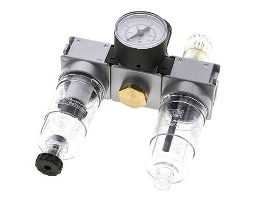 FRL 3-Delig G1/4'' 750l/min 0.5-10.0bar/7-145psi Semi-Auto 40 mm Manometer Polycarbonaat Multifix 0