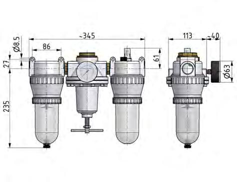 FRL 3-Delig G3/4'' 4900l/min 0.5-10.0bar/7-145psi Semi-Auto Metalen Standaard 5
