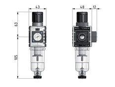 Filter-Regelaar G1/4'' 1000l/min 0,2-4,0bar/3-58psi 40 mm Manometer Futura 0
