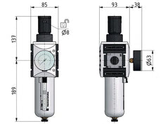Filter-Regelaar G3/4'' 13000l/min 0.1-2.0bar/1-29psi Futura 4