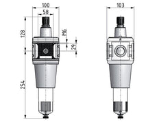 Filter-Regelaar G1'' 15000l/min 0.5-16.0bar/7-232psi Cilinderlock Multifix 5