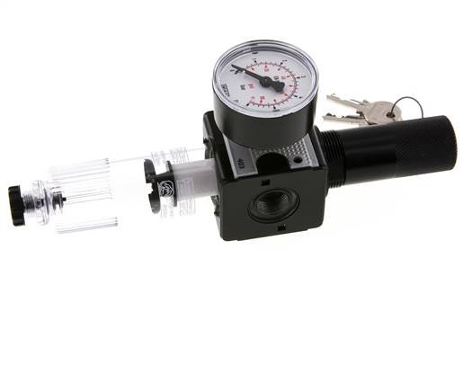 Filter-Regulator G3/8'' 1600l/min 0.1-3.0bar/1-44psi Semi-Auto Cilinderslot Polycarbonaat Multifix 1