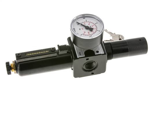 Filter-Regulator G3/8'' 1600l/min 0.5-16.0bar/7-232psi Semi-Auto Cilinderslot Metaal Multifix 1