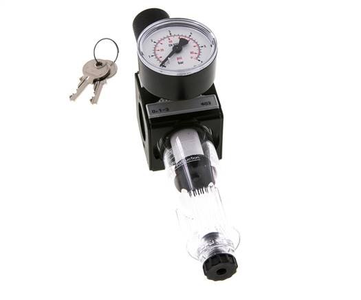 Filter-Regulator G3/8'' 1600l/min 0.1-3.0bar/1-44psi Semi-Auto Cilinderslot Polycarbonaat Multifix 1