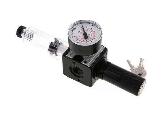 Filter-Regulator G3/8'' 1600l/min 0.2-6.0bar/3-87psi Semi-Auto Cilinderslot Polycarbonaat Multifix 1