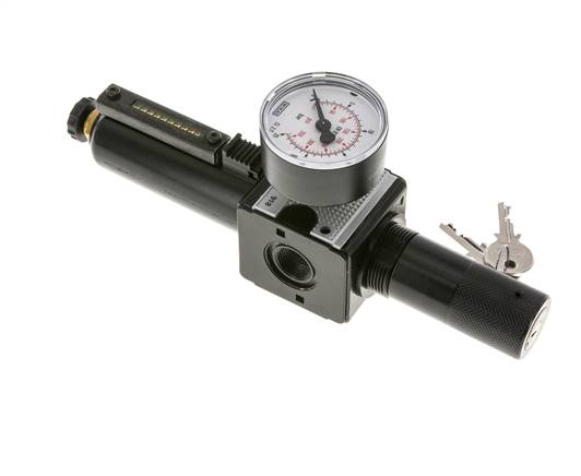 Filter-Regulator G3/8'' 1600l/min 0.5-16.0bar/7-232psi Semi-Auto Cilinderslot Metaal Multifix 1