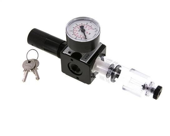 Filter-Regulator G3/8'' 1600l/min 0.2-6.0bar/3-87psi Semi-Auto Cilinderslot Polycarbonaat Multifix 1