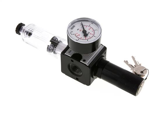 Filter-Regulator G3/8'' 1600l/min 0.1-3.0bar/1-44psi Semi-Auto Cilinderslot Polycarbonaat Multifix 1
