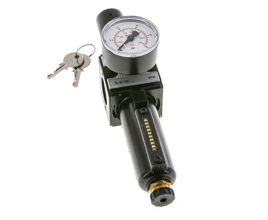 Filter-Regulator G3/8'' 1600l/min 0.5-16.0bar/7-232psi Semi-Auto Cilinderslot Metaal Multifix 1
