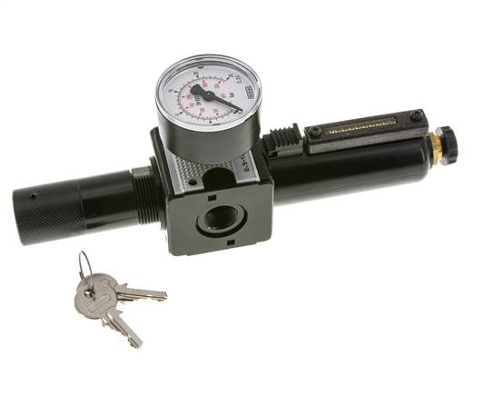 Filter-Regulator G3/8'' 1600l/min 0.5-16.0bar/7-232psi Semi-Auto Cilinderslot Metaal Multifix 1