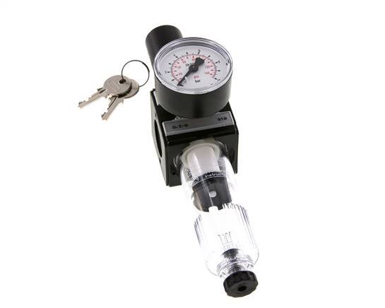 Filter-Regulator G3/8'' 1600l/min 0.2-6.0bar/3-87psi Semi-Auto Cilinderslot Polycarbonaat Multifix 1