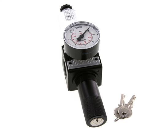 Filter-Regulator G3/8'' 1600l/min 0.1-3.0bar/1-44psi Semi-Auto Cilinderslot Polycarbonaat Multifix 1