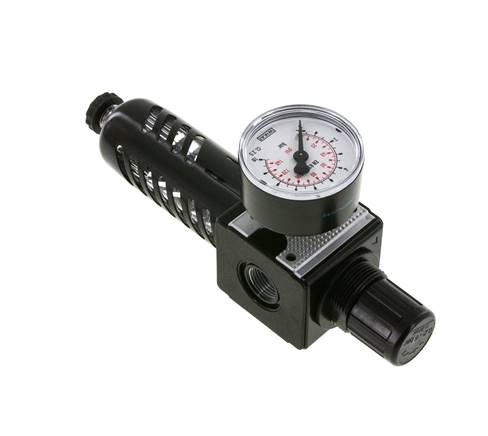 Filter-Regulator G3/8'' 1600l/min 0.2-6.0bar/3-87psi Semi-Auto Beschermende Kooi Polycarbonaat Multifix 1