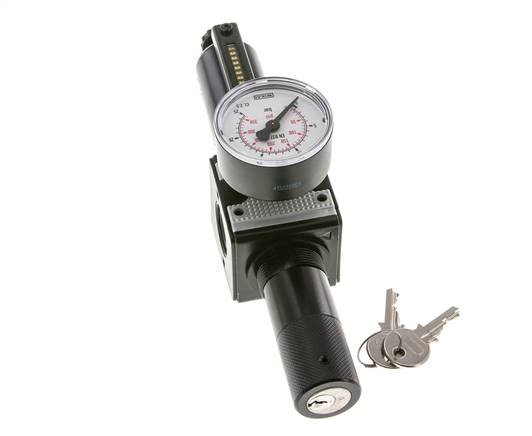 Filter-Regulator G3/8'' 1600l/min 0.5-16.0bar/7-232psi Semi-Auto Cilinderslot Metaal Multifix 1