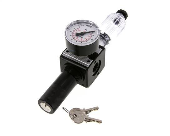 Filter-Regulator G3/8'' 1600l/min 0.2-6.0bar/3-87psi Semi-Auto Cilinderslot Polycarbonaat Multifix 1