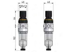 Filter-Regelaar G1/4'' 350l/min 0.5-3.0bar/7-44psi Standard 0