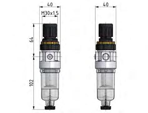 Filter-Regelaar G1/4'' 350l/min 0.5-3.0bar/7-44psi Standard 0