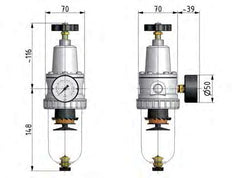 Filter-Regelaar G3/8'' 1500l/min 0,5-10,0bar/7-145psi Standard 2