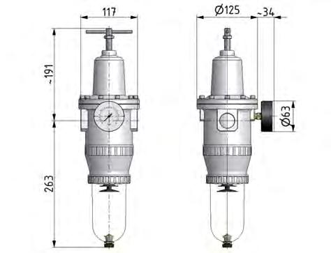 Filter-Regelaar G1'' 12000l/min 0.1-3.0bar/1-44psi Standard 5