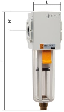 Filter 5microns G3/8'' 2900l/min Semi-Auto Dubbelwandig Kunststof EMC 3A