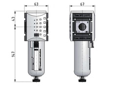 Filter 5microns G3/8'' 3500l/min Semi-Auto Polycarbonaat Futura 2