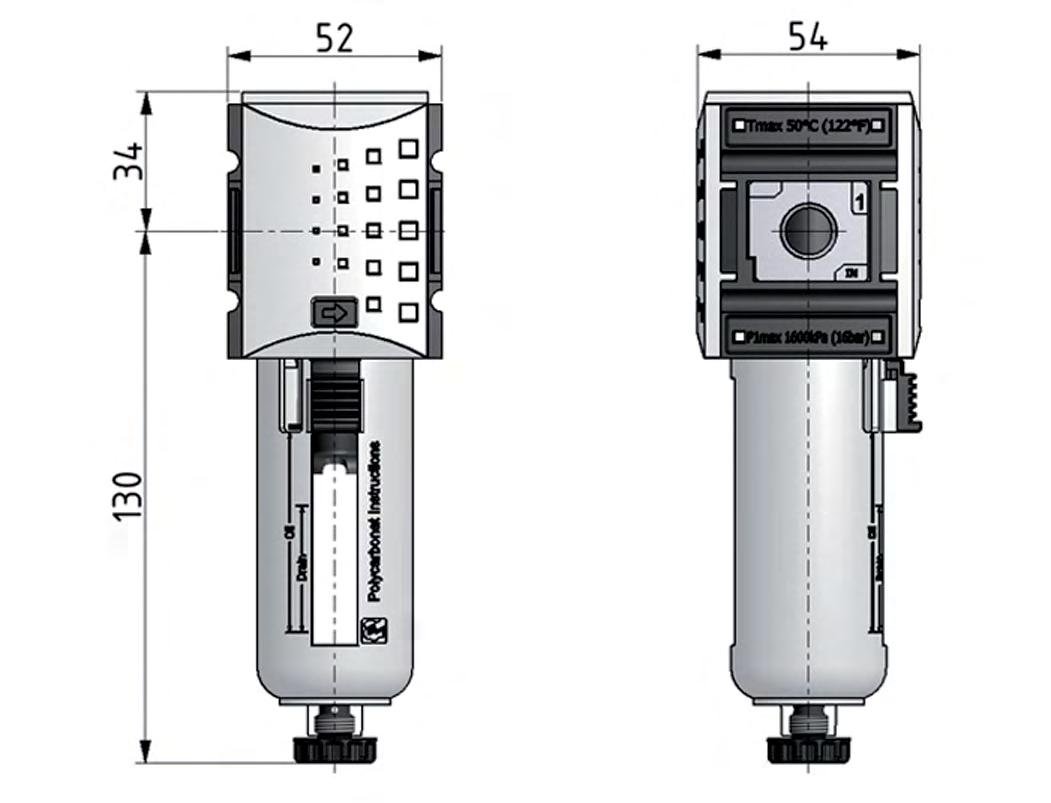 Filter 5microns G1/4'' 2200l/min Auto Polycarbonaat Futura 1
