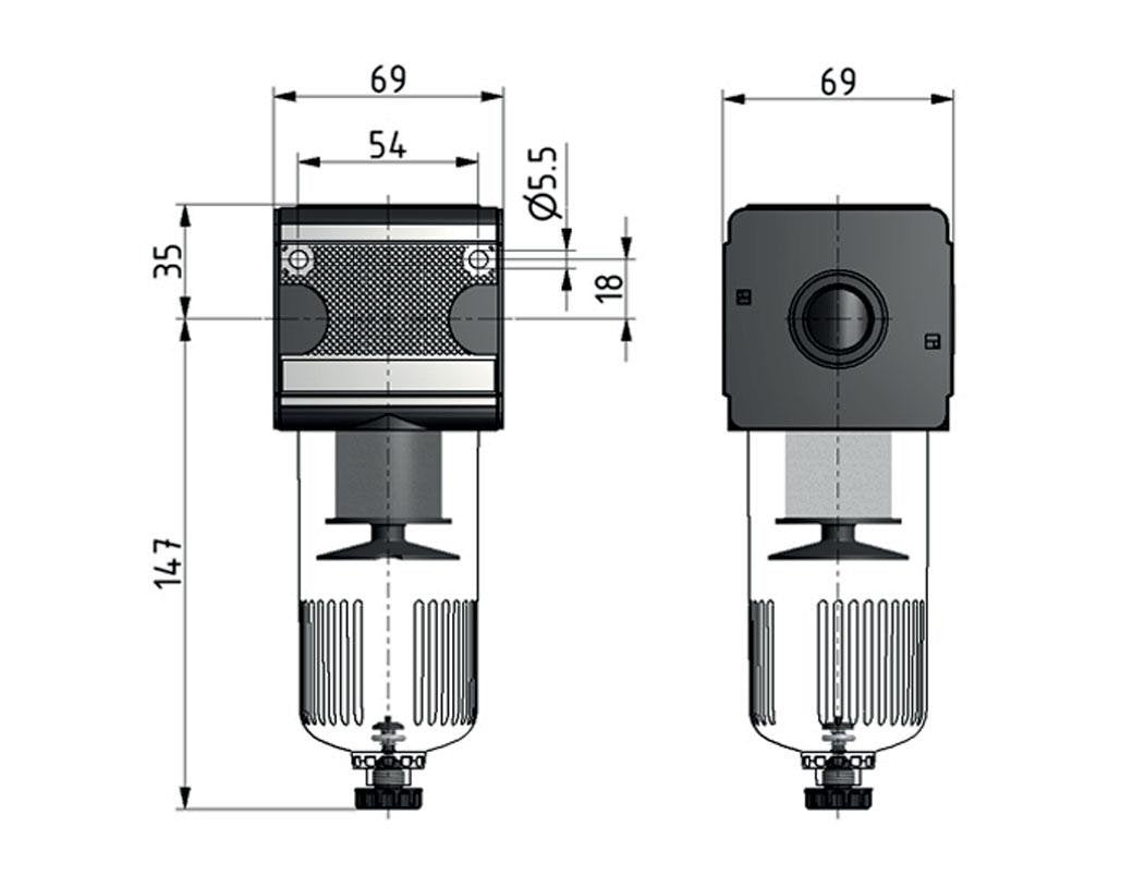 Filter 5microns G1/2'' 5850l/min Semi-Auto Beschermende Kooi Polycarbonaat Multifix 2