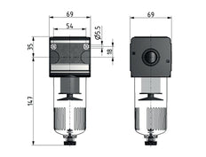 Filter 5microns G1/2'' 5850l/min Semi-Auto Beschermende Kooi Polycarbonaat Multifix 2