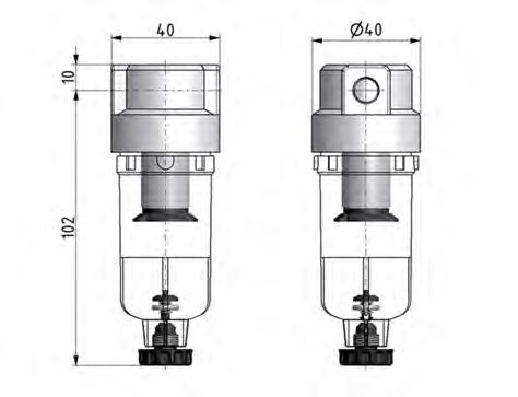 Filter 5microns G1/4'' 800l/min Semi-Auto Polycarbonaat Standaard 0