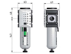 Voorfilter 0.3micron G1/2'' 500l/min Semi-Auto Polycarbonaat Futura 2