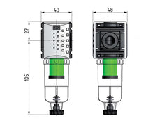 Voorfilter 0,3 micron G1/4'' 140l/min Semi-Auto Polycarbonaat Futura 0