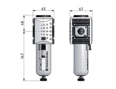 Microfilter 0.01micron G3/8'' 450l/min Semi-Auto Polycarbonaat Futura 2