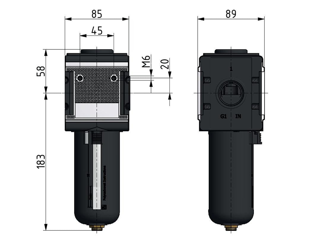 Actief koolstoffilter G1'' 3000l/min Semi-Auto Beschermende Kooi Polycarbonaat Multifix 4